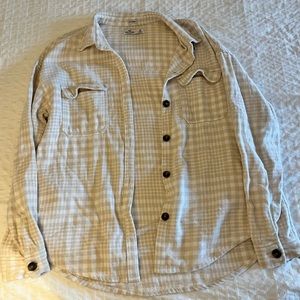 Hollister Boyfriend Fit Cream Flannel Shirt, size M